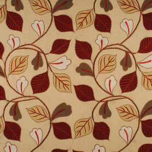 Garrick Leaf Red/Green/Gold by Mulberry Fabric