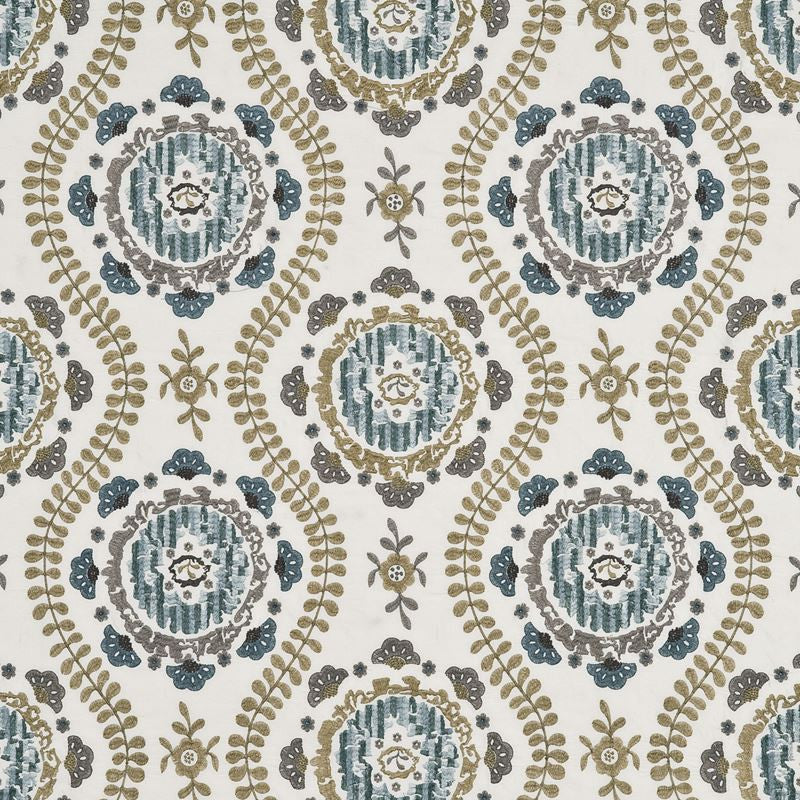 FD673.H101 Ottoline Silk Blue by Mulberry Fabric Heirloom Rayon 60%, Silk 40% India see sample Horizontal: 13.002 inches and Vertical: 11.032 inches 51.22 inches - Fabric Carolina -