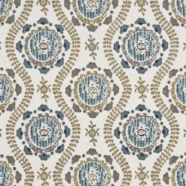 FD673.H101 Ottoline Silk Blue by Mulberry Fabric Heirloom Rayon 60%, Silk 40% India see sample Horizontal: 13.002 inches and Vertical: 11.032 inches 51.22 inches - Fabric Carolina -