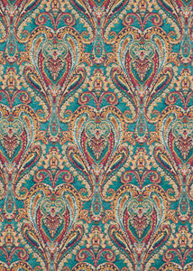 Bohemian Paisley Teal by Mulberry Fabric