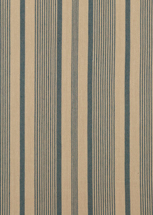 College Stripe Teal/Linen by Mulberry Fabric