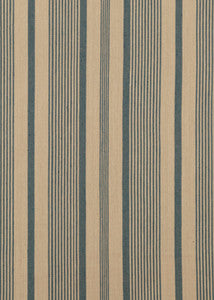 College Stripe Teal/Linen by Mulberry Fabric