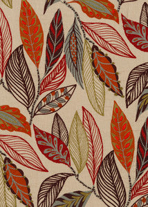 Forest Leaves Red/Plum by Mulberry Fabric