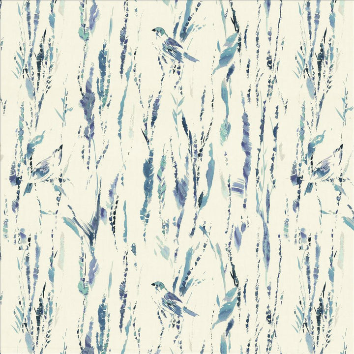 Feathers Blue by Kasmir Fabric 5154 100% Cotton SPAIN 51,000 Wyzenbeek Double Rubs Horizontal: 27 inches and Vertical: 25 2/8 inches 54 - Fabric Carolina -