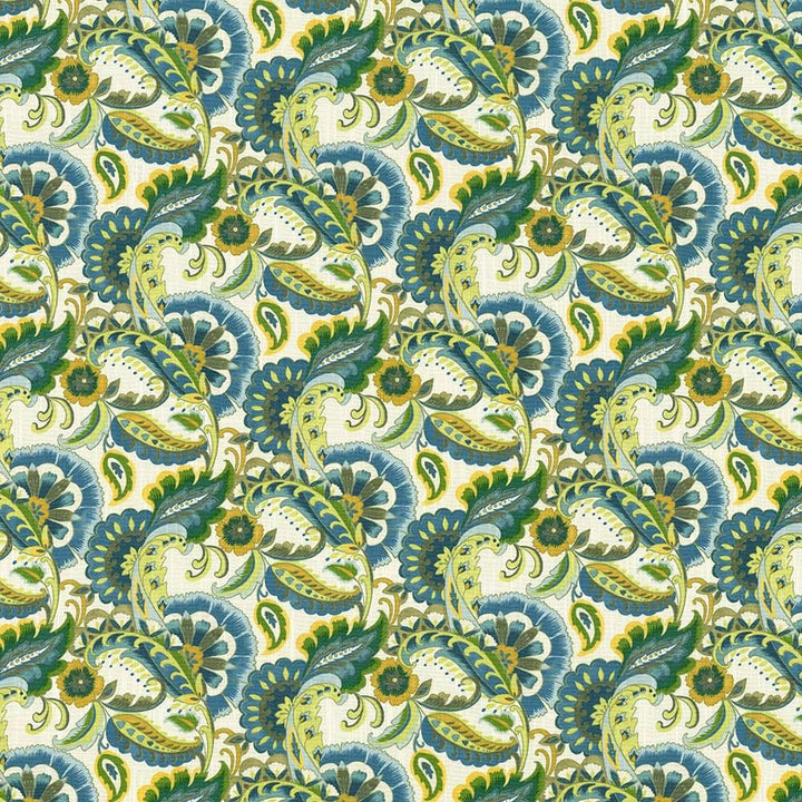 Felidias Garden Seawind by Kasmir Fabric 5107 100% Cotton UAE 30,000 Wyzenbeek Double Rubs Horizontal: 13 4/8 inches and Vertical: 13 inches 54 - 55 - Fabric Carolina -