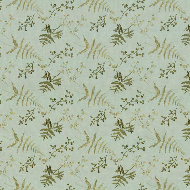 Fern Garden Caribe by Kasmir Fabric 1443 100% Polyester Embroidery Contents 100% Rayon INDIA 9,000 Wyzenbeek Double Rubs H: 12 7/8 inches, V:9 1/8 inches 54 - 55 - Fabric Carolina - Kasmir