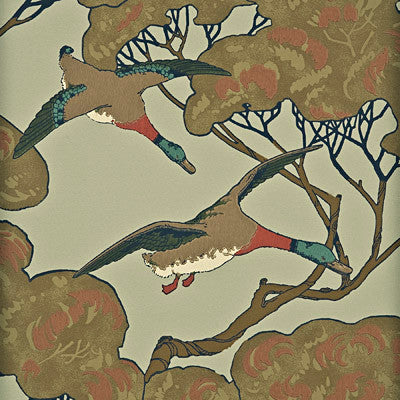 Flying Ducks Sky/Moss by Mulberry Wallcovering