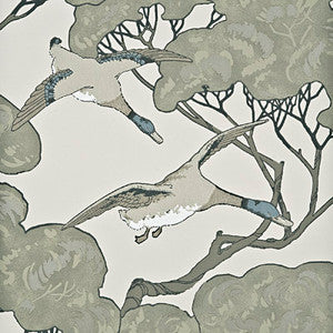 Flying Ducks Silver/Taupe by Mulberry Wallcovering