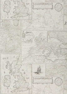 Bohemian Travels Silver by Mulberry Wallcovering
