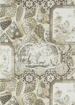 Mulberry China Silver/Taupe by Mulberry Wallcovering