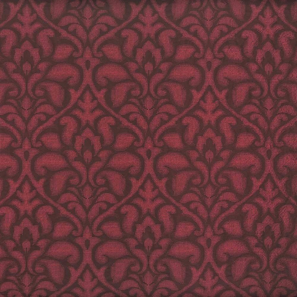 Fieri Damask Red Hot by Kasmir Fabric 1384 100% Polyester ITALY 6,000 Martindale Cycles H: 14 2/8 inches, V:20 4/8 inches 55 - 56 - Fabric Carolina - Kasmir
