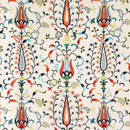 Chance To Create Multi by Carole Designer Fabric Hidden Treasure Base: 50% Poly, 50% Cotton Embr: 70% Poly, 30% Cotton India 30 1/2" V, 25 1/2" H 50" - Swanky Fabrics -