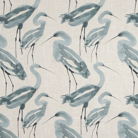 Birds The Word Ink by Carole Designer Fabric Making Waves 55% Linen, 45% Rayon-Soil Repellent 9,000 Wyzenbeek Double Rubs 17" V, 13 1/2" H 55" - Swanky Fabrics -