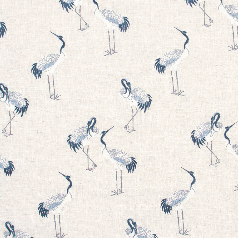 Heron River by Carole Designer Fabric Bluebird 86% Polyester, 9% Rayon, 5% Linen China Passes 73,000 Double Rubs Wyzenbeek Horizontal: 13.5 and Vertical: 15.5 54 - Swanky Fabrics -