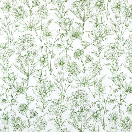 Garden Stencil Sage by Carole Designer Fabric Misty Glen 100% Cotton Spain 27" V, 13 1/2" H HD 54"" - Swanky Fabrics -