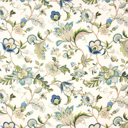 Southern Trails Sapphire by Carole Fabric Blue Forest 55% Linen, 45% Rayon-SSR Printed In USA Passes 15,000 Double Rubs Wyzenbeek Horizontal: 27" and Vertical: 27" V 54" - Fabric Carolina -
