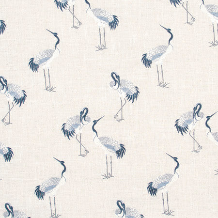 Heron River by Carole Designer Fabric Bluebird 86% Polyester, 9% Rayon, 5% Linen China 15 1/2" V, 13 1/2" H 54" - Swanky Fabrics -