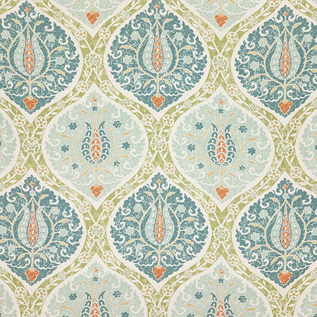 Stateside Lagoon by Carole Fabric Dewdrop 90% Cotton, 10% Linen-SSR Printed In Usa  18" V, 13 1/2" H 54"  - Fabric Carolina -