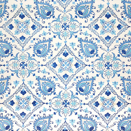 Faux Show Wedgewood by Carole Fabric First Impressions 100% Cotton India  25 1/4" V, 13 1/2" H HD 54"  - Fabric Carolina -