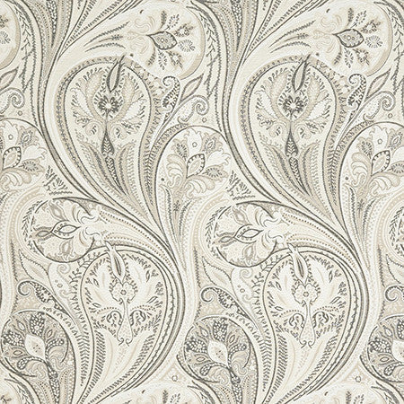 Tempting Thoughts Stone by Carole Designer Fabric In The Details 50% Polyester, 42% Cotton, 8% Linen India 9,000 Wyzenbeek Double Rubs 27 1/4" V, 13 3/4" H 54" - Swanky Fabrics -