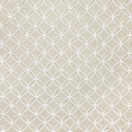 Instant Connection Flax by Carole Designer Fabric Neutral Ground 100% Polyester India 4 1/2" V, 4 1/2" H 53"" - Swanky Fabrics -