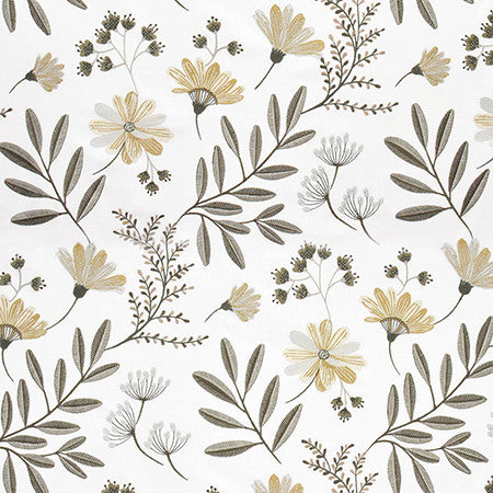 Time To Choose Pale Gold by Carole Fabric Wallflower Base: 50% Poly, 50% Cotton. Embr: 62% Poly, 38% Cotton INDIA N/A 31" V, 25" H HD 51"  - Fabric Carolina -
