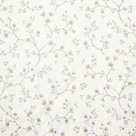 One Night Coconut by Carole Fabric Wallflower Base: 58% Cotton, 42% Polyester. Embr: 100% Rayon INDIA 12,000 Wyzenbeek Double Rubs 18 1/2" V, 25" H 50"  - Fabric Carolina -