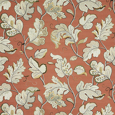 Briarway Terra Cotta by Carole Fabric Dawn & Dusk 100% Cotton Spain 57,000 WYZENBEEK DOUBLE RUBS 27" V, 27" H HD 54"  - Fabric Carolina -
