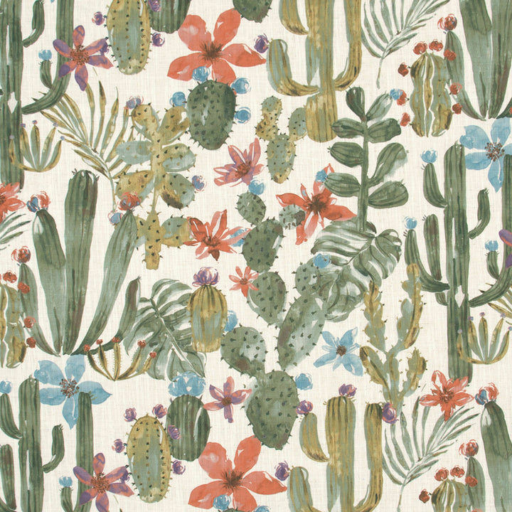 Cactus Garden Sage by Carole Fabric Lemongrass 92% Polyester, 8% Linen China Passes 50,000 Double Rubs Wyzenbeek Horizontal: 27.5 and Vertical: 27 55 - Fabric Carolina -