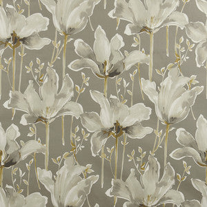 Lotus Blooms Grey by Carole Fabric