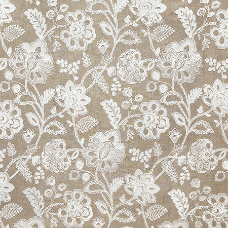 Made With Heart Taupe by Carole Fabric Neutral Ground Base: 100% Cotton Embr: 62% Cotton, 38% Viscose India  30 1/2" V, 12 3/4" H HD 52 1/4""  - Fabric Carolina -