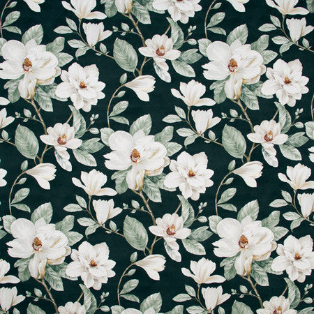 Magnolia Garden Noir by Carole Fabric Birch 100% Cotton Spain Passes 15,000 Double Rubs Wyzenbeek Horizontal: 27" and Vertical: 25" V 54" - Fabric Carolina -