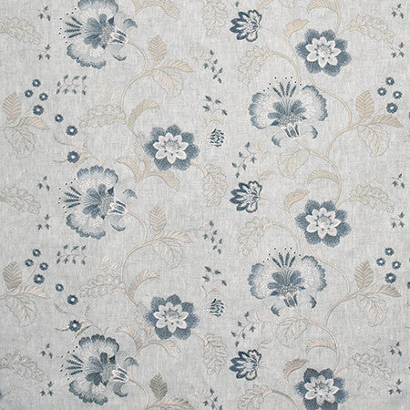 Beside Me Pond by Carole Fabric Wallflower Base: 77% Polyester, 23% Cotton. Embr: 100% Rayon INDIA 6,000 Wyzenbeek Double Rubs 12 3/8" V, 26" H 51.75"  - Fabric Carolina -