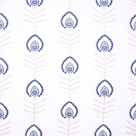 Peacock Feather Cobalt by Carole Fabric Bluebird 60% Polyester, 30% Viscose, 10% Cotton China N/A Horizontal: 10 1/2" and Vertical: 11 3/4" V 52" - Fabric Carolina -