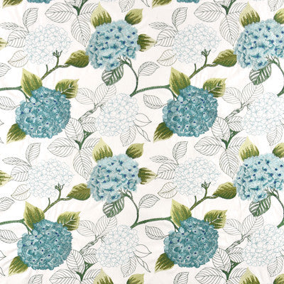 Hydrangea Park Aegean by Carole Designer Fabric Muse 70% Cotton, 30% Viscose India N/A 15 3/4" V, 17" H 50" - Swanky Fabrics -
