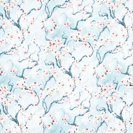 Cherry Blossom Spa by Carole Fabric Pink Jade 100% Polyester India 50,000 Wyzenbeek Double Rubs Horizontal: 27 3/8" D and Vertical: 25 1/4" V 56" - Fabric Carolina -