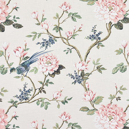 Garden Bird Silk by Carole Fabric Harvest 100% Cotton-Soil Repellent Pakistan  25 1/8" V, 27"H 56"  - Fabric Carolina -