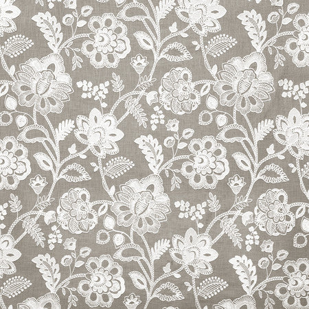 Made With Heart Urban Grey by Carole Designer Fabric Neutral Ground Base: 100% Cotton Embr: 62% Cotton, 38% Viscose India 30 1/2" V, 12 3/4" H HD 52 1/4"" - Swanky Fabrics -