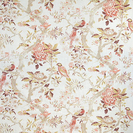 Charming Bird Spice by Carole Fabric English Garden 55% Linen, 45% Rayon 50,000 Wyzenbeek Double Rubs 35" V, 28" H HD 54" - Fabric Carolina -