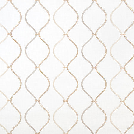 Stroke Of Genius Light Gold by Carole Fabric Well Suited Base: 75% Cotton, 25% Polyester Embr: 100% Polyester 20,000 Wyzenbeek Double Rubs 6 1/2" V, 10 3/4" H 53.75*" - Fabric Carolina -
