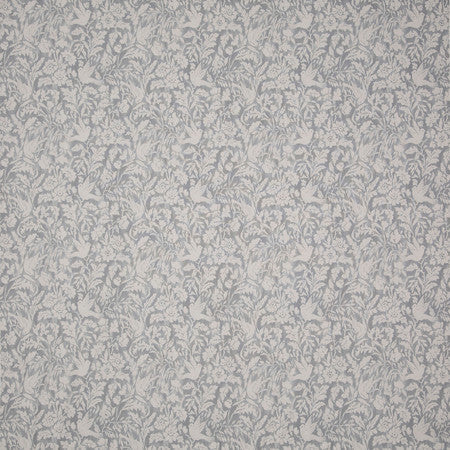 Birds At Play Slate by Carole Designer Fabric Neutral Ground 100% Cotton India 12 1/4" V, 14" H 55 3/4"" - Swanky Fabrics -