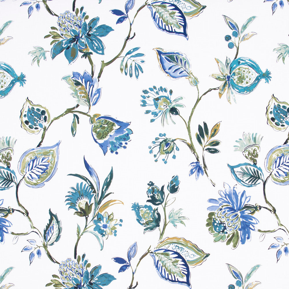 Serenade Song Cobalt by Carole Fabric Spearmint 100% Cotton Spain Passes 30,000 Double Rubs Wyzenbeek Horizontal: 27 and Vertical: 27 54 - Fabric Carolina -