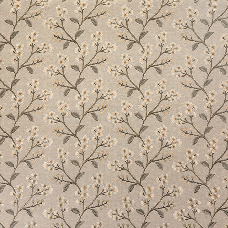 Flowering Trees Fawn by Carole Fabric Neutral Ground Base: 71% Polyester, 29% Cotton Embr: 100% Polyester India  9 1/4" V, 12 3/4" H 52 1/2""  - Fabric Carolina -