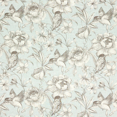 Hidden Bird Vapor by Carole Designer Fabric Oasis 55% Linen, 45% Viscose-Soil Repellent S Korea 25 3/4" V, 13 1/2" HD 54.75" - Swanky Fabrics -