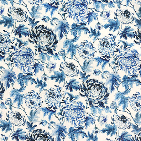 Love Song China Blue by Carole Fabric First Impressions 90% Cotton, 10% Linen Pakistan  27" V, 13 1/2" H HD 54"  - Fabric Carolina -