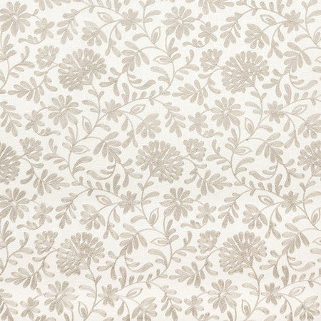 Love Language Pearl by Carole Designer Fabric Neutral Ground Base: 52% Polyester, 48% Cotton Embr: 100% Viscose India 18 7/8" V, 17" H 51"" - Swanky Fabrics -