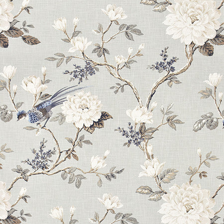 Garden Bird Dove by Carole Fabric Bluebell 100% Cotton-Soil Repellent Pakistan  25 1/8" V, 27"H 56"  - Fabric Carolina -