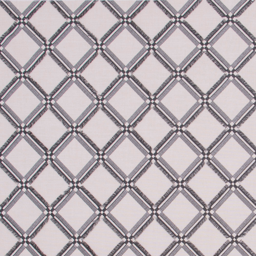 Diamonds Within Charcoal by Carole Designer Fabric White Smoke 42% Cotton, 42% Viscose, 16% Polyester India Passes 20,000 Double Rubs Wyzenbeek Horizontal: 4.5 and Vertical: 4.5 53.75 - Swanky Fabrics -