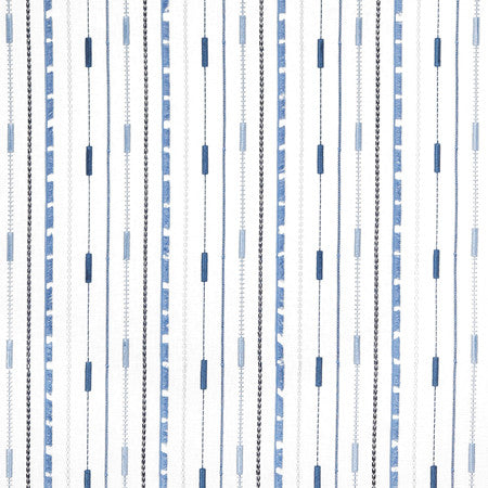 Always In Cadet by Carole Designer Fabric Blue Crush Base: 52% Polyester, 48% Cotton Embr: 100% Polyester India 6 1/4" V, 6 1/2" H 52"" - Swanky Fabrics -