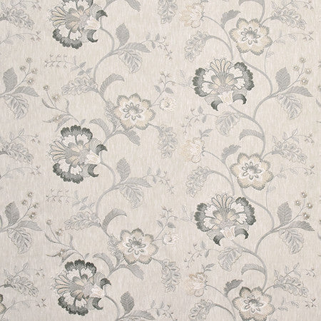 Beside Me Shadow by Carole Fabric Wallflower Base: 77% Polyester, 23% Cotton. Embr: 100% Rayon INDIA 6,000 Wyzenbeek Double Rubs 12 3/8" V, 26" H 51.75"  - Fabric Carolina -
